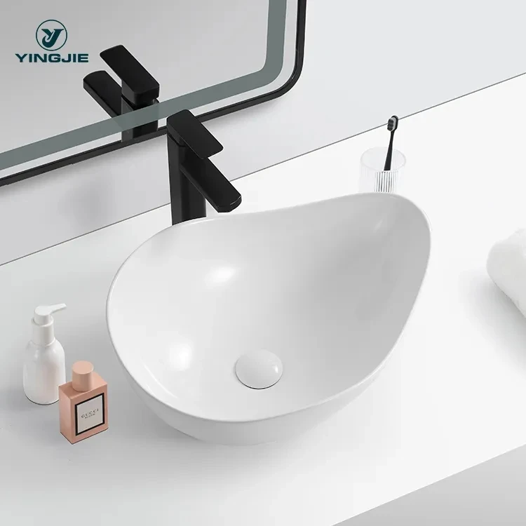 Hot Selling Modern Hotel Upc Unique White Above Counter Small Bathroom Sink With Width 400mm